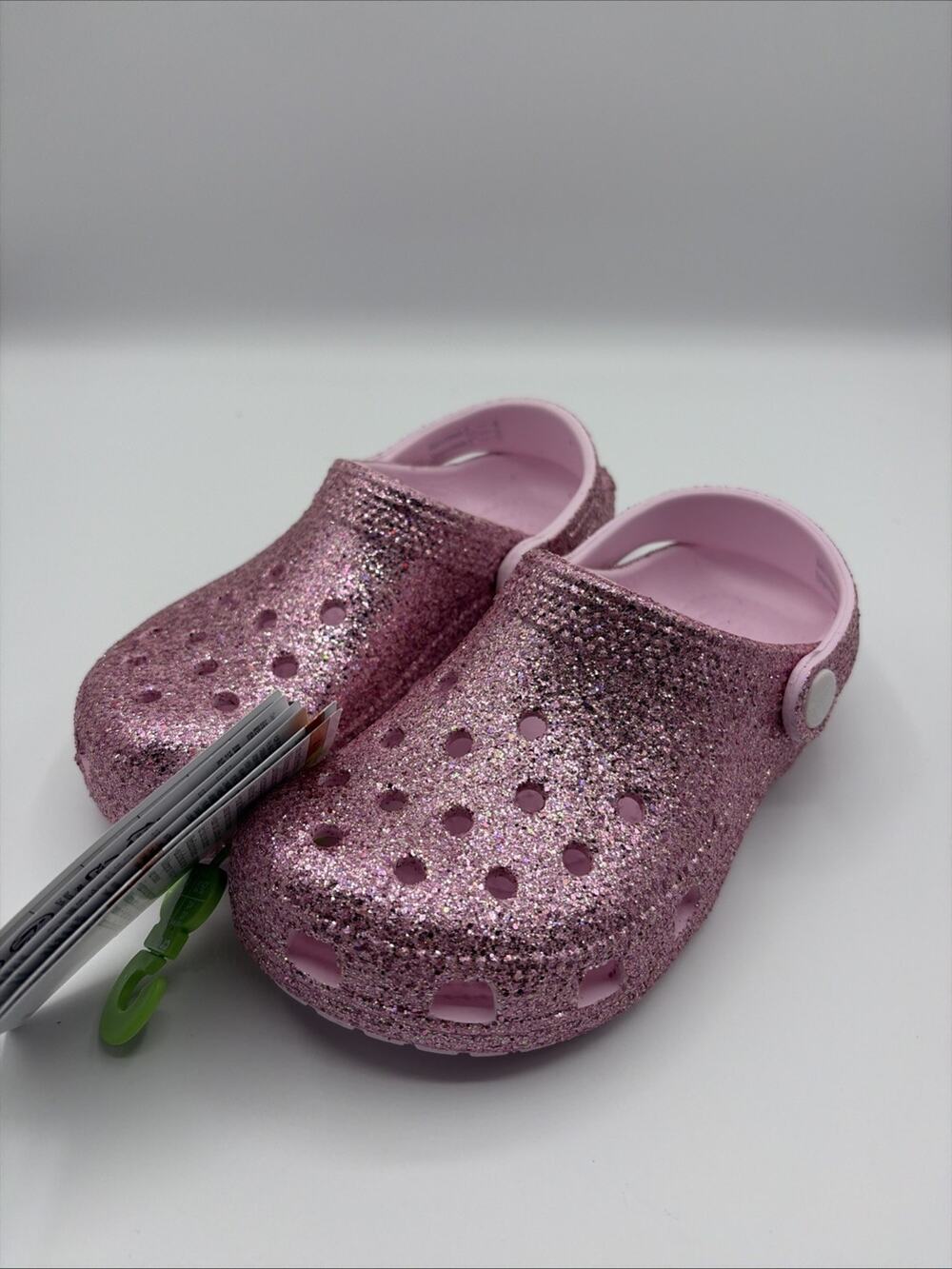 Crocs Classic Chunky Glitter Clog Pink Unisex Kids Size C12 EU 29-30 211939-6ZW